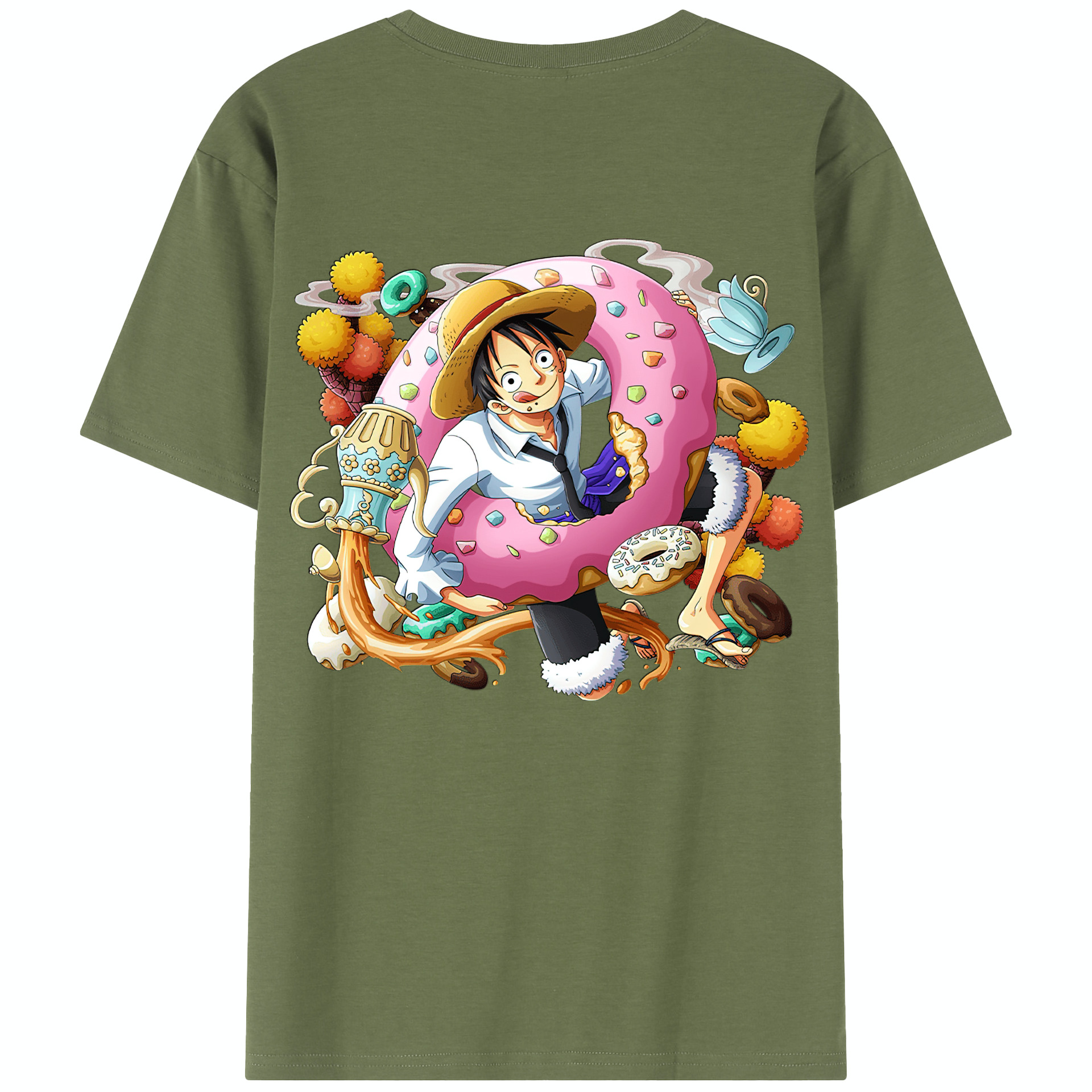 ワンピース モンキー・D・ルフィ ONE PIECE Monkey D. Luffy 綿100％半袖Tシャツ（背面プリント）